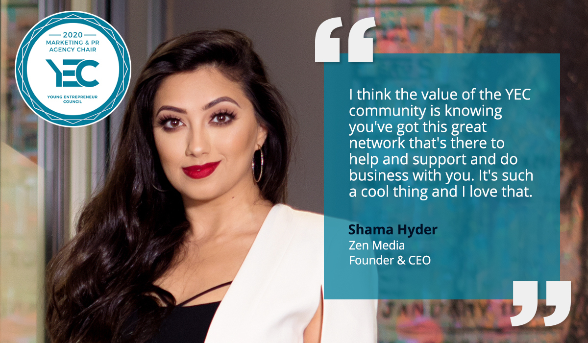 Shama Hyder is the YEC Marketing and PR Agency Group Chair